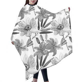 Personality  Background With Flowers. Hair Cutting Cape