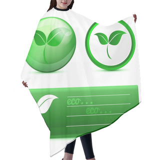 Personality  Eco Banner With Buttons. Vector Illustration. Hair Cutting Cape