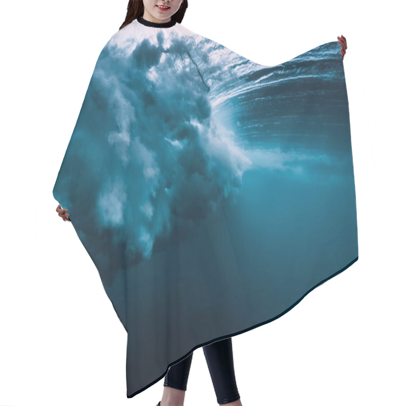 Personality  Barrel Wave Underwater With Air Bubbles. Ocean In Underwater Hair Cutting Cape