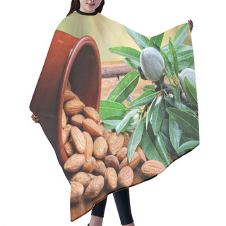 Personality  Group Of Almonds On Wooden Rustic Table Hair Cutting Cape
