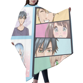 Personality  Group Of Faces Young People Anime Style Characters Hair Cutting Cape