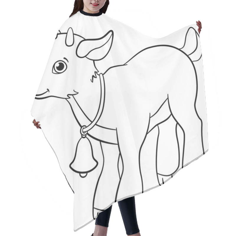 Personality  Coloring Pages. Farm Animals. Little Cute Goatling. Hair Cutting Cape