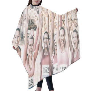 Personality  Smiling Women Running For Breast Cancer Awareness Hair Cutting Cape