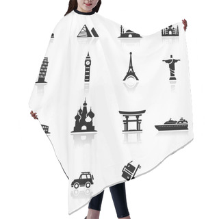 Personality  Icons Set Landmarks And Cultures Hair Cutting Cape