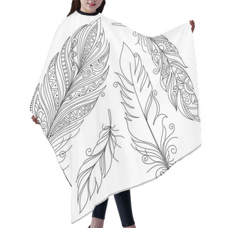 Personality  Monochrome Ornate Decorative Feather Hair Cutting Cape