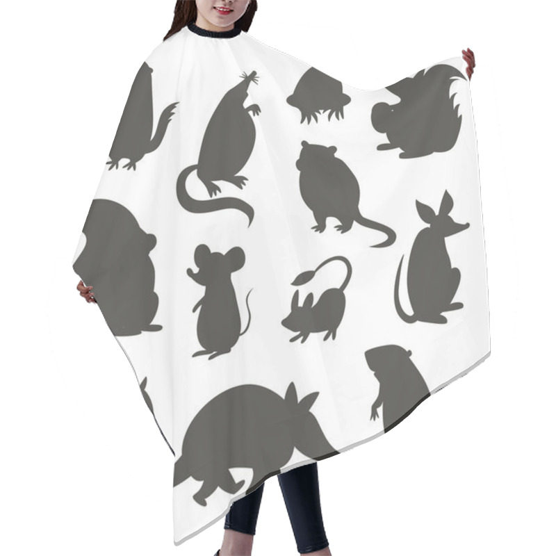 Personality  Set Of Rodent Gray Silhouettes Hair Cutting Cape