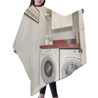 Personality  Small Laundry Room With Door And Washr Dryer Set. Hair Cutting Cape