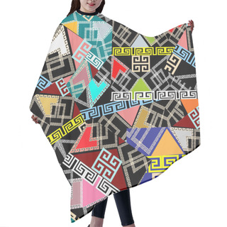 Personality  Patchwork Colorful Seamless Pattern. Geometric Greek Style Vecto Hair Cutting Cape