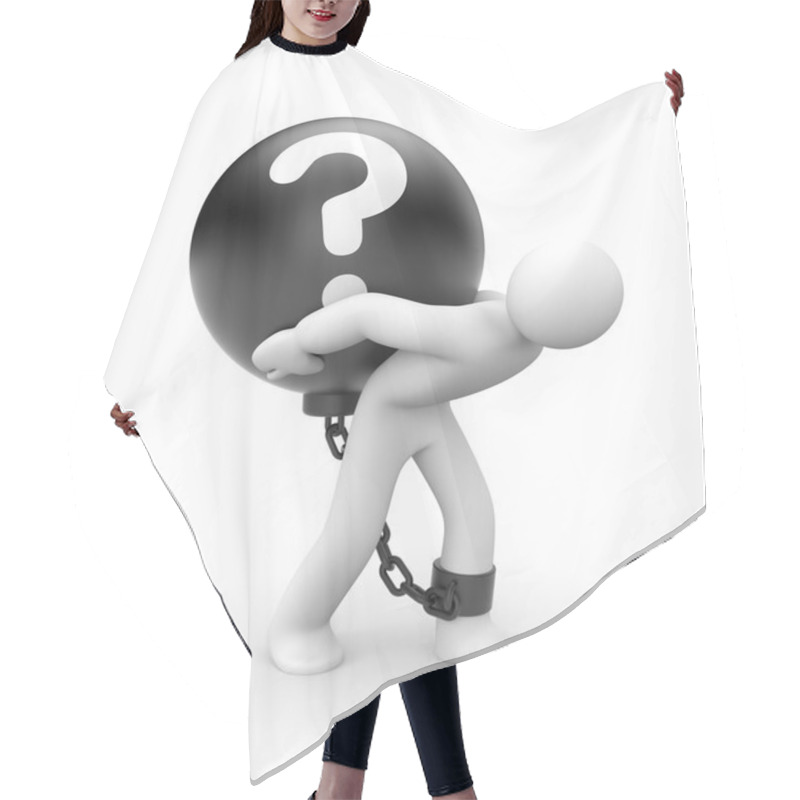Personality  Man And Metal Ball With Question Hair Cutting Cape