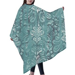 Personality  Damask Teal Turquoise Dyed Effect Worn Pattern Hair Cutting Cape