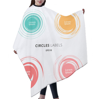 Personality  Set Of Colors Circles Brush On White Background. You Can Use For Hair Cutting Cape