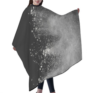 Personality  White Powder Explosion Isolated On Black Background. Colored Dust Splatted. Hair Cutting Cape