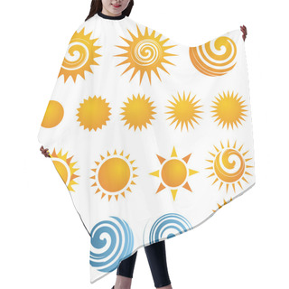 Personality  Set Of Sun Icons And Design Elements Hair Cutting Cape