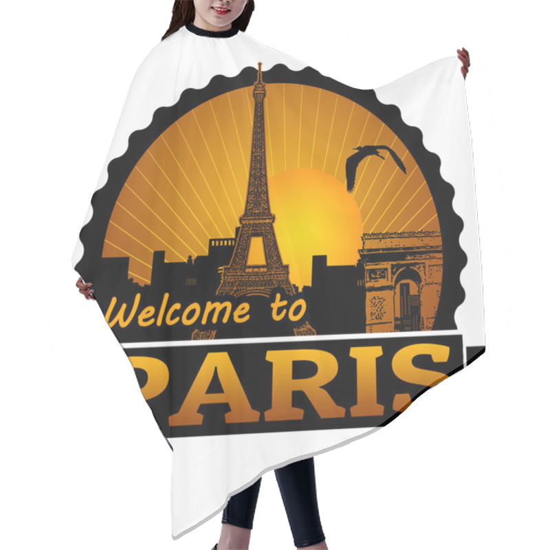 Personality  Welcome To Paris Label Or Stamp Hair Cutting Cape