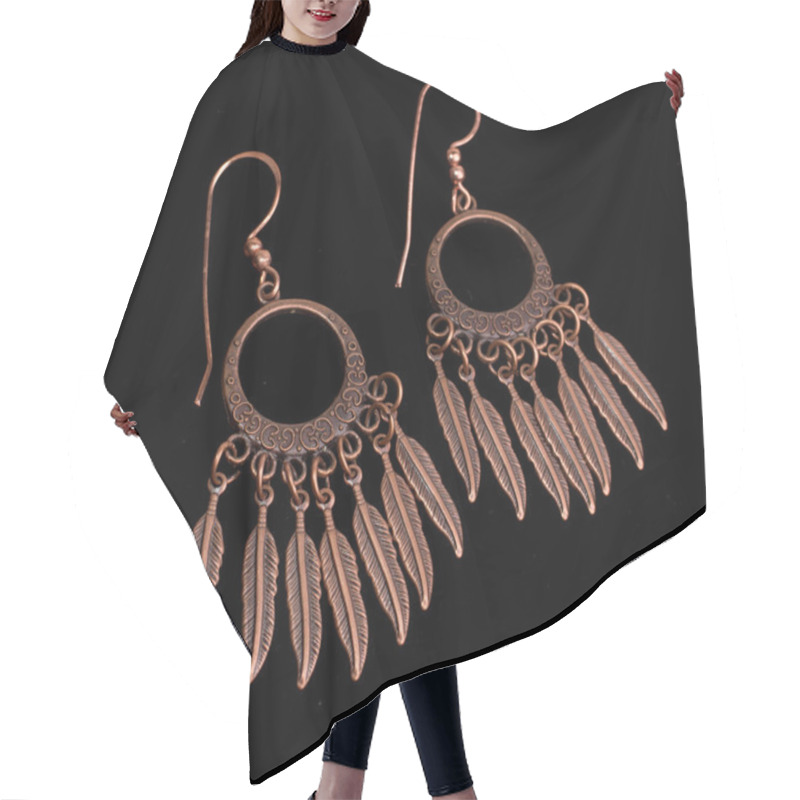 Personality  Bronze Beaded Earrings Hair Cutting Cape