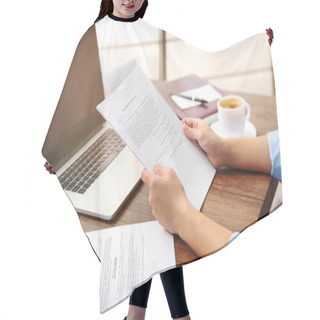 Personality  Lawyer Sitting At Table  Hair Cutting Cape