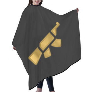 Personality  Assault Rifle Gold Plated Metalic Icon Or Logo Vector Hair Cutting Cape