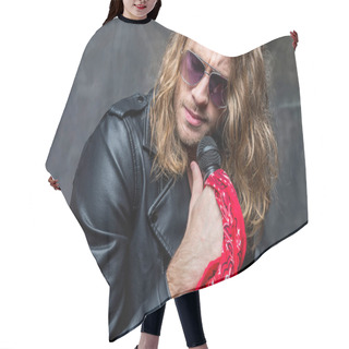 Personality  Man Holding Microphone Hair Cutting Cape