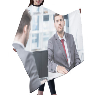 Personality  Businessmen At Job Interview  Hair Cutting Cape