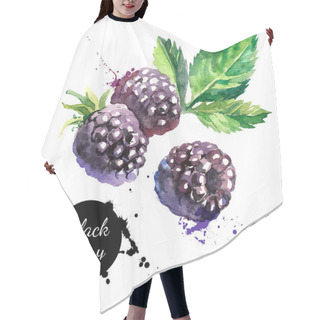Personality  Hand Drawn Watercolor Painting  Blackberries Hair Cutting Cape