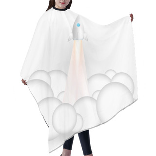 Personality  Vector Illustration Of Flying Rocket. Hair Cutting Cape