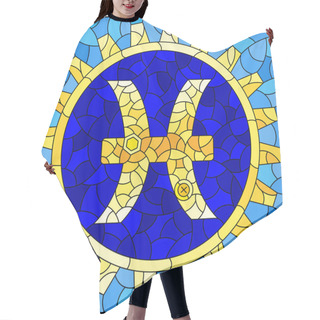 Personality  Illustration In The Style Of A Stained Glass Window With An Illustration Of The Steam Punk Sign Of The Pisces Horoscope Hair Cutting Cape