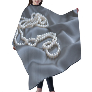 Personality  White Pearls On Blue Satin Hair Cutting Cape