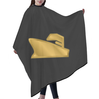 Personality  Battleship Gold Plated Metalic Icon Or Logo Vector Hair Cutting Cape