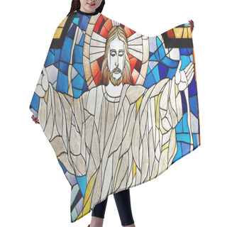 Personality  Jesus Christ Church Stained Glass Pane Hair Cutting Cape