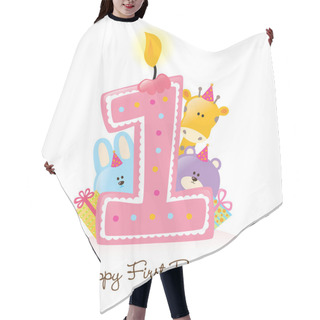 Personality  Happy First Birthday Candle And Animals Hair Cutting Cape