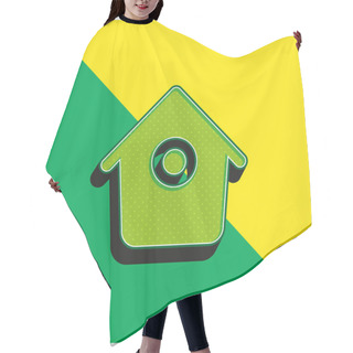 Personality  Bird House With Small Round Hole Green And Yellow Modern 3d Vector Icon Logo Hair Cutting Cape