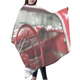 Personality  Interior Cabin View Of A Cadillac Automobile Red Hair Cutting Cape