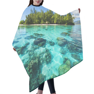 Personality  Underwater Coral Reef Next To Tropical Island Hair Cutting Cape