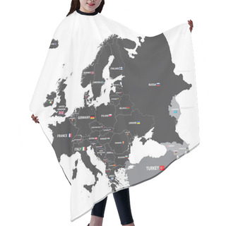 Personality  European Map With Country Names And Flags Hair Cutting Cape