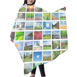 Personality  Collage Of Many Nature Photos Hair Cutting Cape