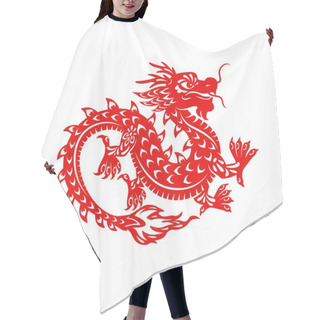 Personality  Chinese Lunar New Year Festival Dragon Vector Design. Dancing Dragon Of Animal Zodiac Horoscope Symbol, Isolated Red Paper Cut Monster Or Oriental Mythology With Flower Ornaments And Fire Flames Hair Cutting Cape