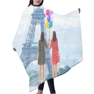 Personality  Twins With Colorful Balloons In Paris Hair Cutting Cape