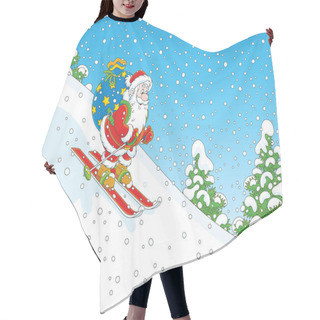 Personality  Santa Skiing With Gifts Hair Cutting Cape
