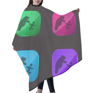 Personality  Bear Attacking Four Color Glass Button Icon Hair Cutting Cape