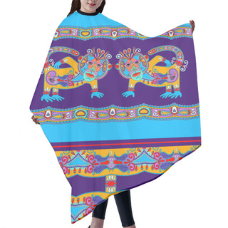 Personality  Folk Ethnic Animal - Monkey With Seamless Geometry Vintage Patte Hair Cutting Cape