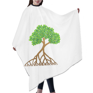 Personality  Mangrove Tree With Roots And Green Leaves Vector Illustration. Hair Cutting Cape