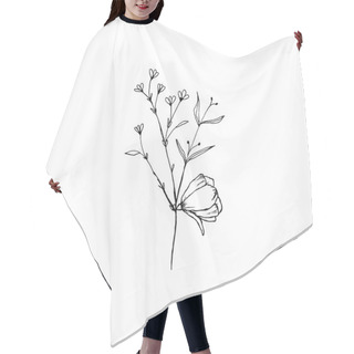 Personality  Simple And Clean Hand Drawn Floral. Sketch Style Botanical Illustration. Great For Invitation, Greeting Card, Packages, Wrapping, Etc.  Hair Cutting Cape