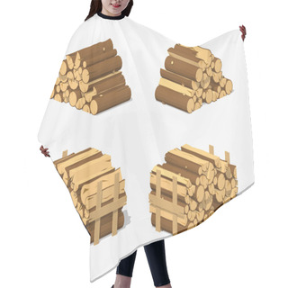 Personality  Low Poly Firewood Stacked In Piles Hair Cutting Cape