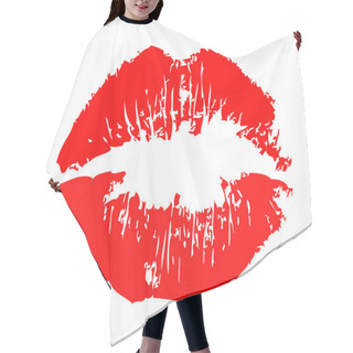 Personality  Texture Of Lipstick Kiss On White Hair Cutting Cape
