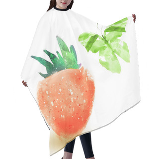 Personality  Watercolor Strawberry With Butterfly On White Hair Cutting Cape