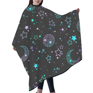 Personality  Mystical Esoteric Pattern With Moon And Stars Hair Cutting Cape