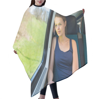 Personality  Woman Traveling By Train Hair Cutting Cape