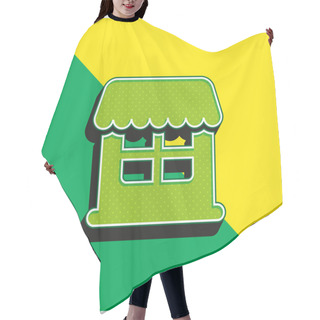 Personality  Big Store Green And Yellow Modern 3d Vector Icon Logo Hair Cutting Cape