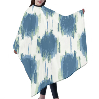 Personality   Classic Blue Glitch Space Dye Polka Dot Texture. Painterly Seamless Pattern With Blotched Shibori Effect. Ikat White. Dripping Dotty Distressed Summer Background. Textile All Over Print Vector EPS10 Hair Cutting Cape