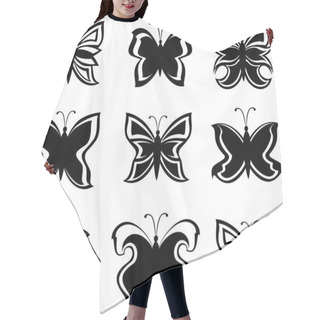 Personality  Vector Illustration Of A Collection Black And White Butterflies Hair Cutting Cape
